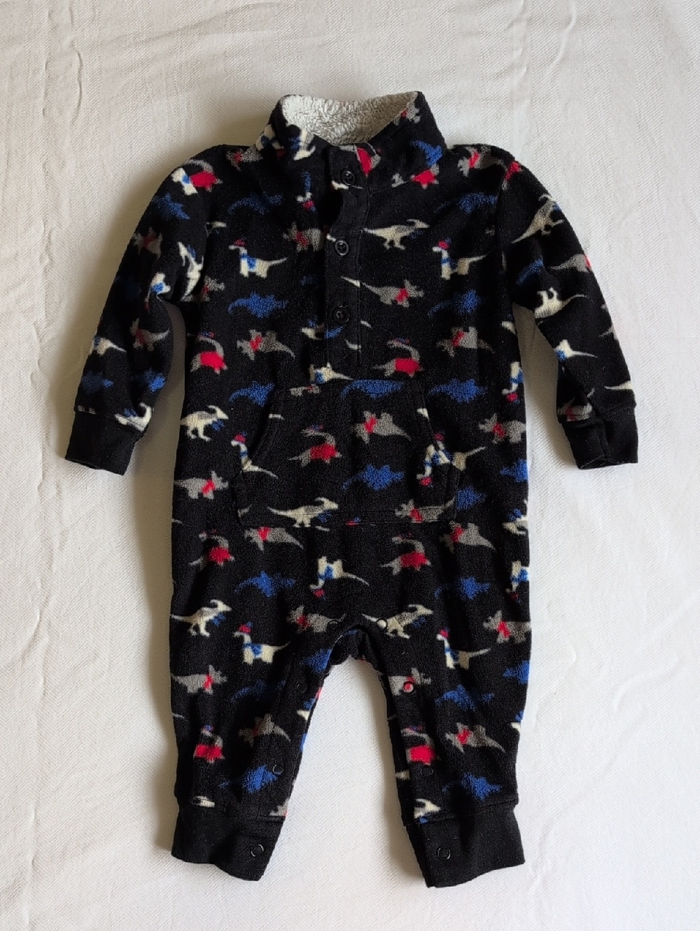 joe fresh dinosaur winter fleece jumpsuit black 3-6 months baby boy